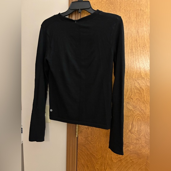 UK50 Cute little black top long sleeves. Brand unknown. NWOT - Picture 2 of 4